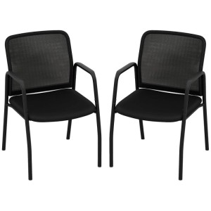 Costway Konferenzstühle 2er Set Besucherstühle mit Armlehnen Schwarz