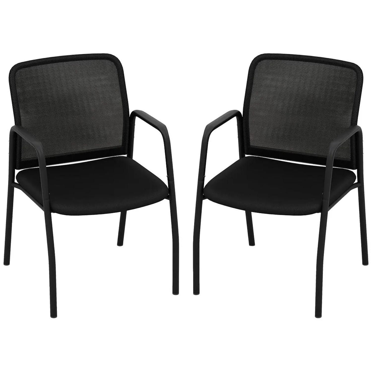 Costway Konferenzstühle 2er Set Besucherstühle mit Armlehnen Schwarz