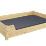 Hundebett aus Kiefernholz mit Rollrost und grauer Matratze, 100x60 cm, für große Hunde.