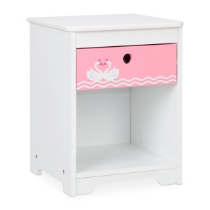 Relaxdays Kinder Nachttisch MDF Weiß Rosa Kindgerecht 41 cm x 32 cm x 31 cm 5 kg