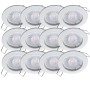 12er Set weiße LED Einbauleuchten, dimmbar, warmweiß, für Deckenmontage.