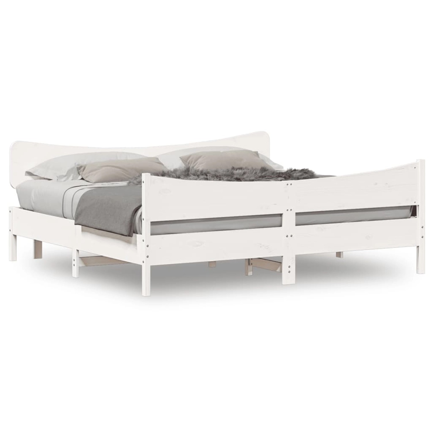 vidaXL Massivholzbett ohne Matratze Weiß 200x200 cm Kiefernholz 3216370 günstig online kaufen