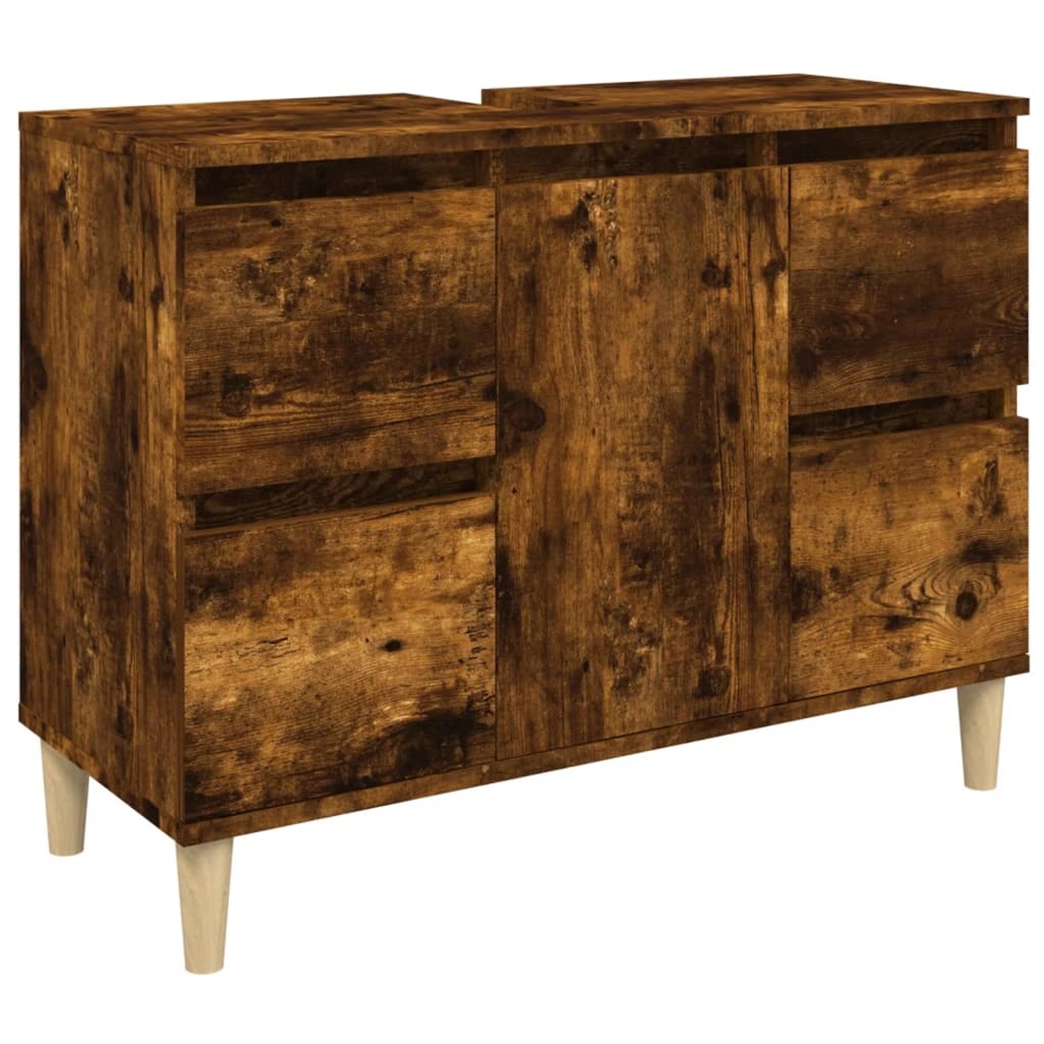 vidaXL Waschbeckenunterschrank Räuchereiche 80x33x60 cm Holzwerkstoff 821273