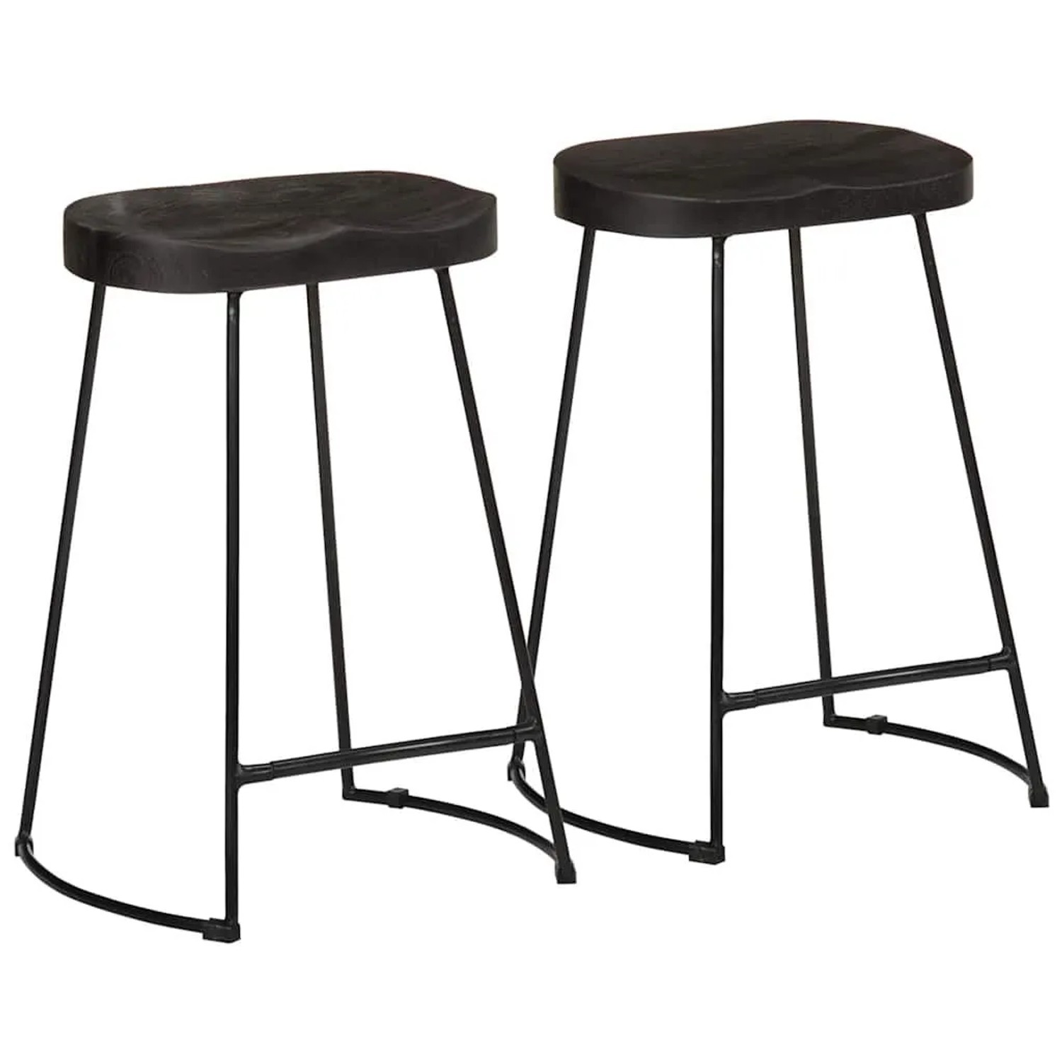 vidaXL Barhocker 2 Stk Schwarz 45x40x62 cm Mango Massivholz 4013528