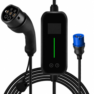 Junsun 7kW EV Ladestation Typ 2 mit LCD und CEE Stecker, 6m Kabel für Elektroautos.