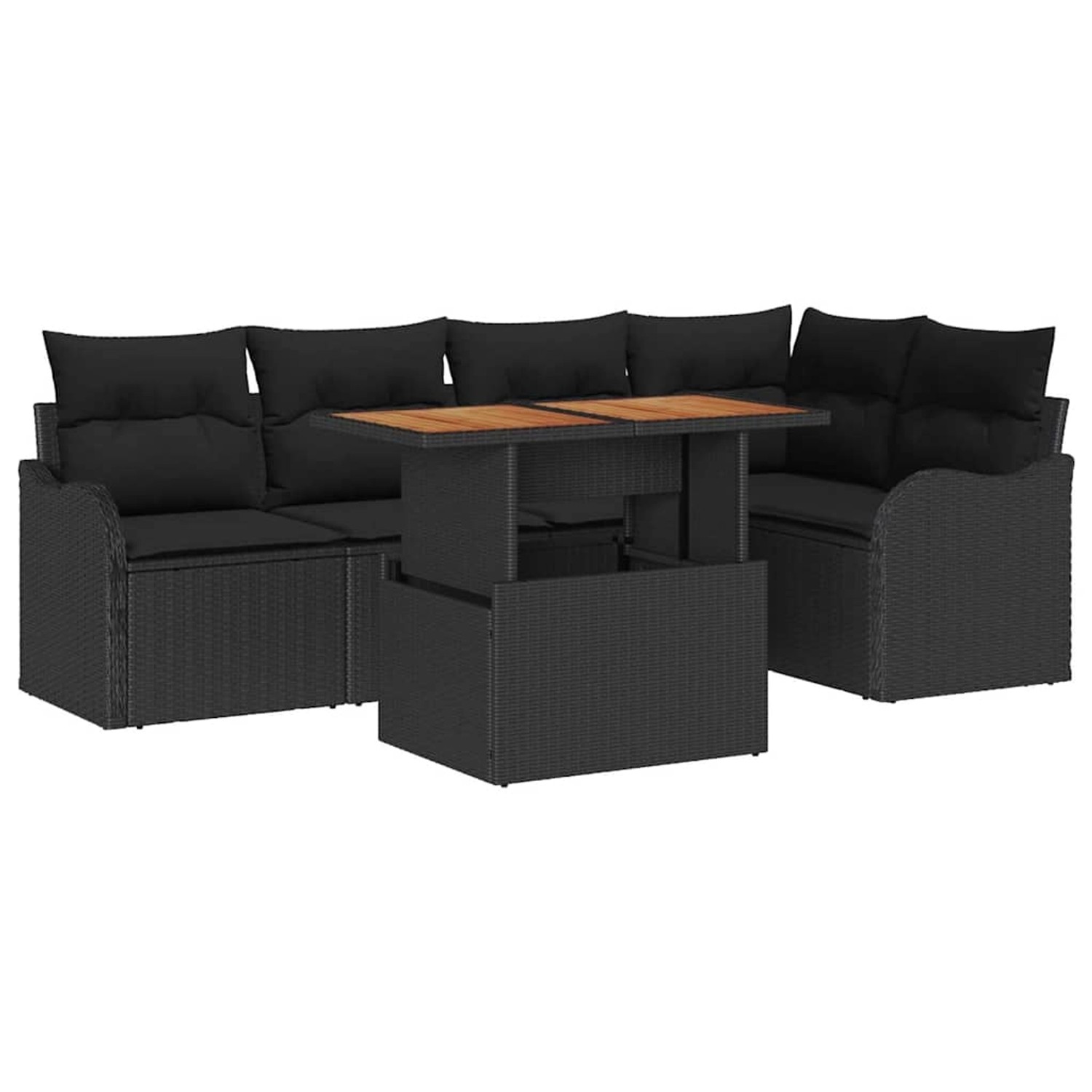 vidaXL Garten-Sofa-Set mit Speicher 6-Tlg Schwarz Poly Rattan 3358200 günstig online kaufen