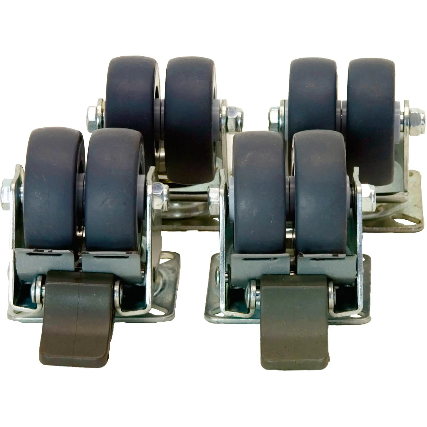 4er SET JUNKER Transportrollen 50 mm (2x Bockrollen, 2x Lenkrollen mit Bremse