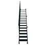 Schwarze Minka Außentreppe Flex aus Metall mit 14 Stufen, seitlich. Höhenverstellbare Treppe für Terrasse & Balkon.