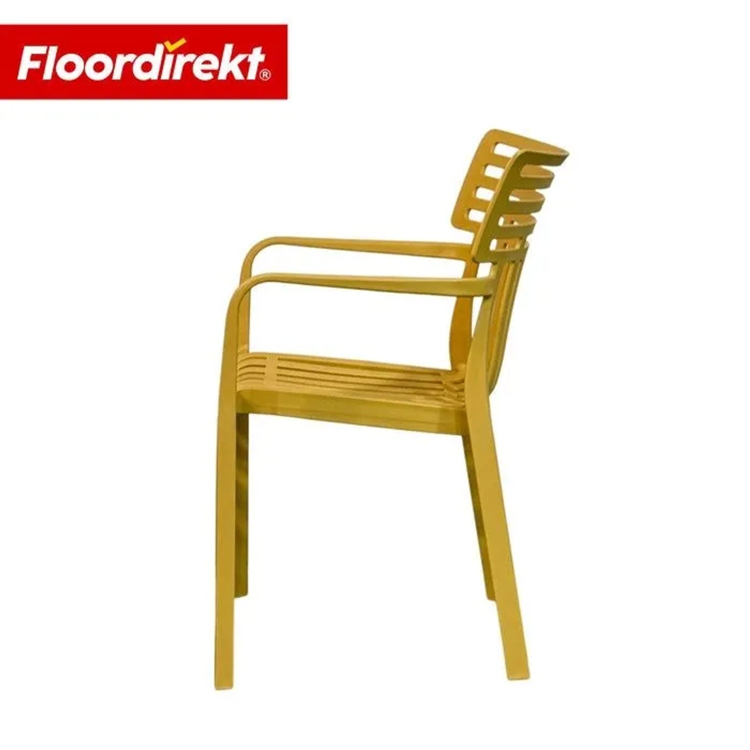 Gelber Floordirekt Gartenstuhl Sitwell, wetterfest und stapelbar, Seitenansicht.