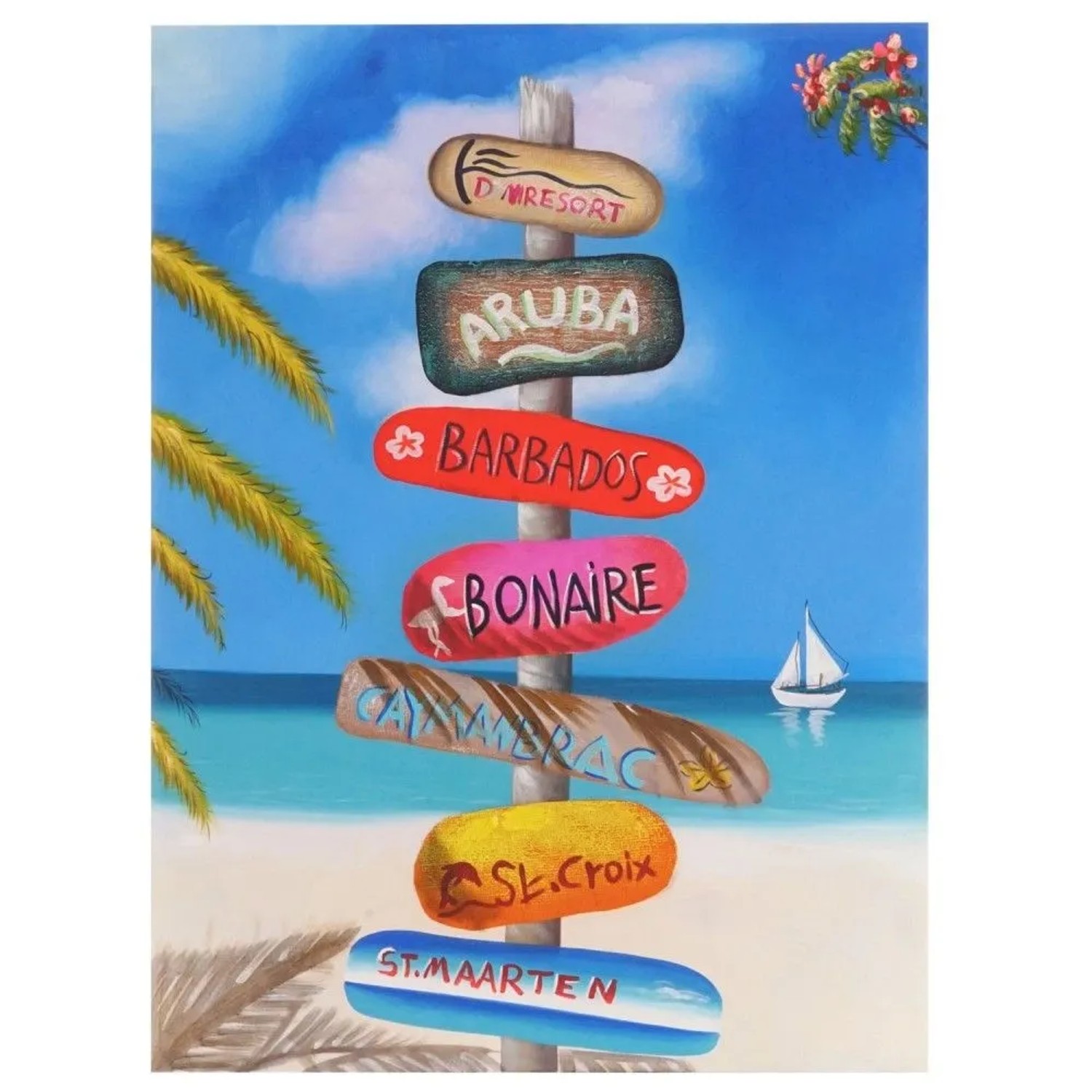 MCW Ölgemälde Straßenschild Handgemalt