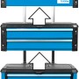 Blauer Güde Werkzeugtrolley GWZT 2/1: Werkstattwagen mit Koffer, Schubladen und Kippfach.
