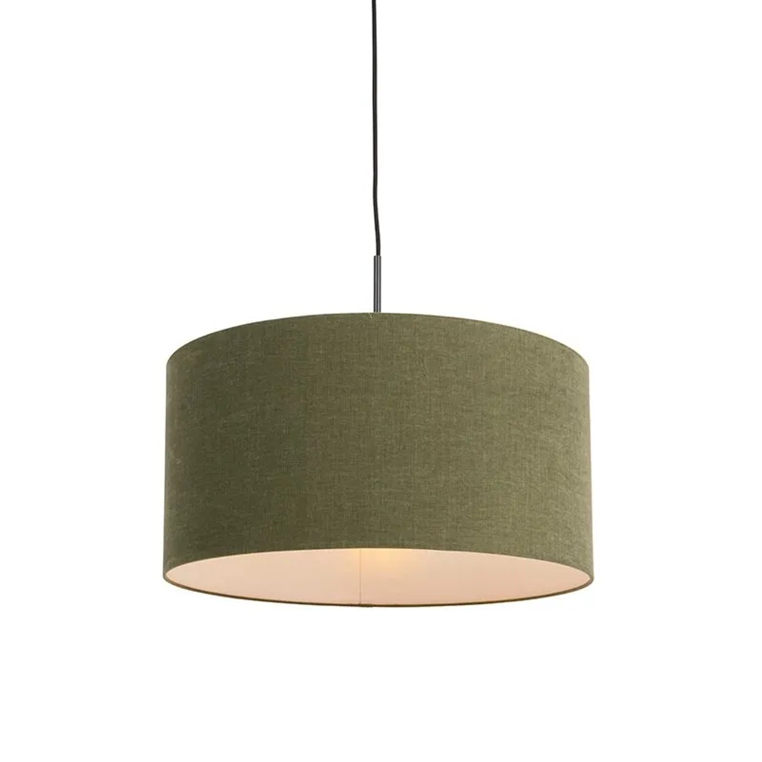 QAZQA Hängelampe Schwarz mit Grünem Schirm 50 cm Combi 1