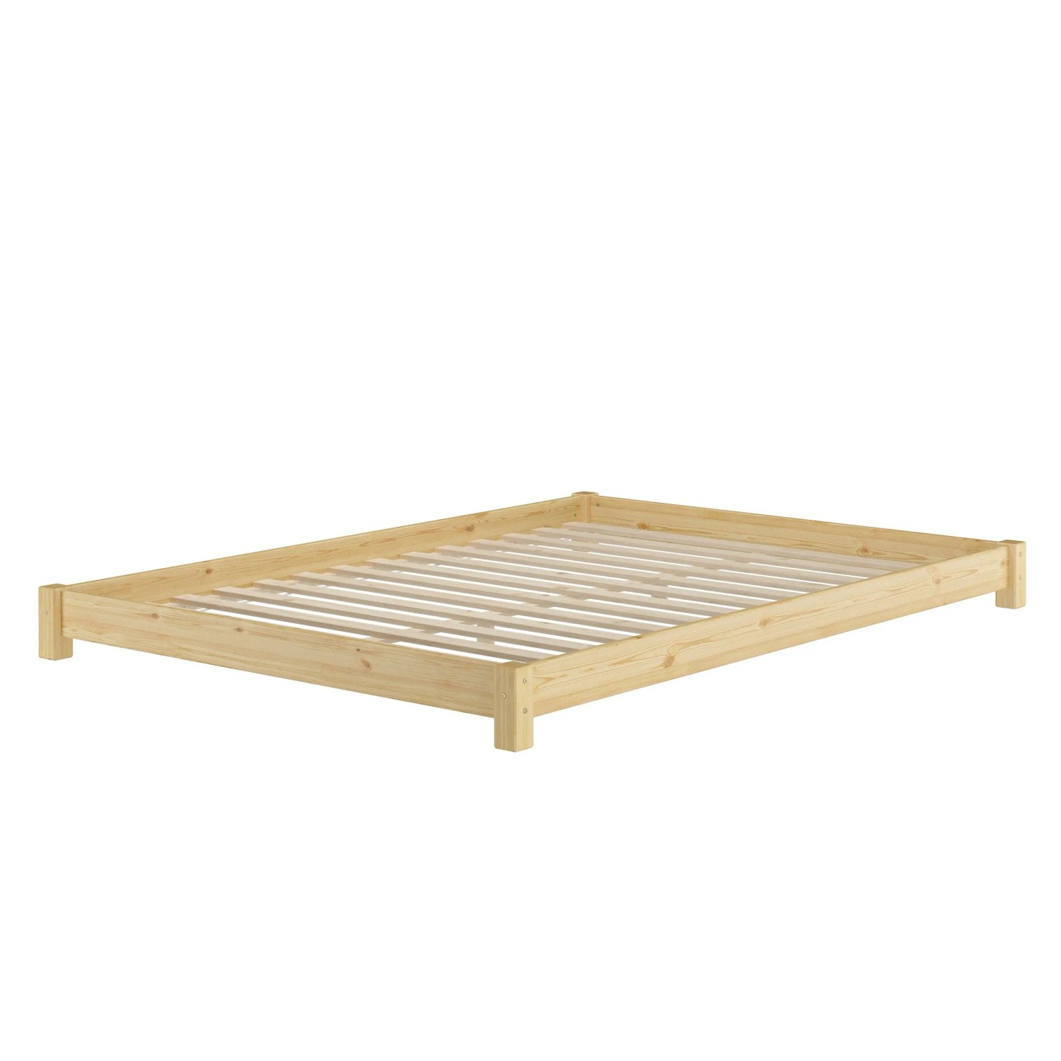 Erst-Holz Flaches Futon-Doppelbett Bodenbett 140 x 200 cm Kiefer Modell 51 Rollrost inkl.