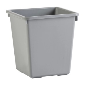 Grauer, viereckiger PROREGAL Papierkorb aus Kunststoff, 27 Liter.