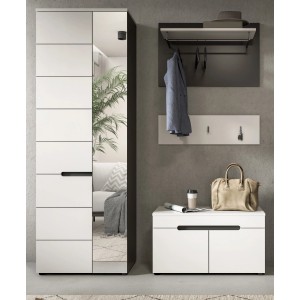 Inn.Furn Garderoben-Set 4-teilig in Weiß und Grau 160 cm Cooper