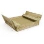 Wickey Sandkasten Flippey 150x165 cm aus Holz mit Sitzbänken.