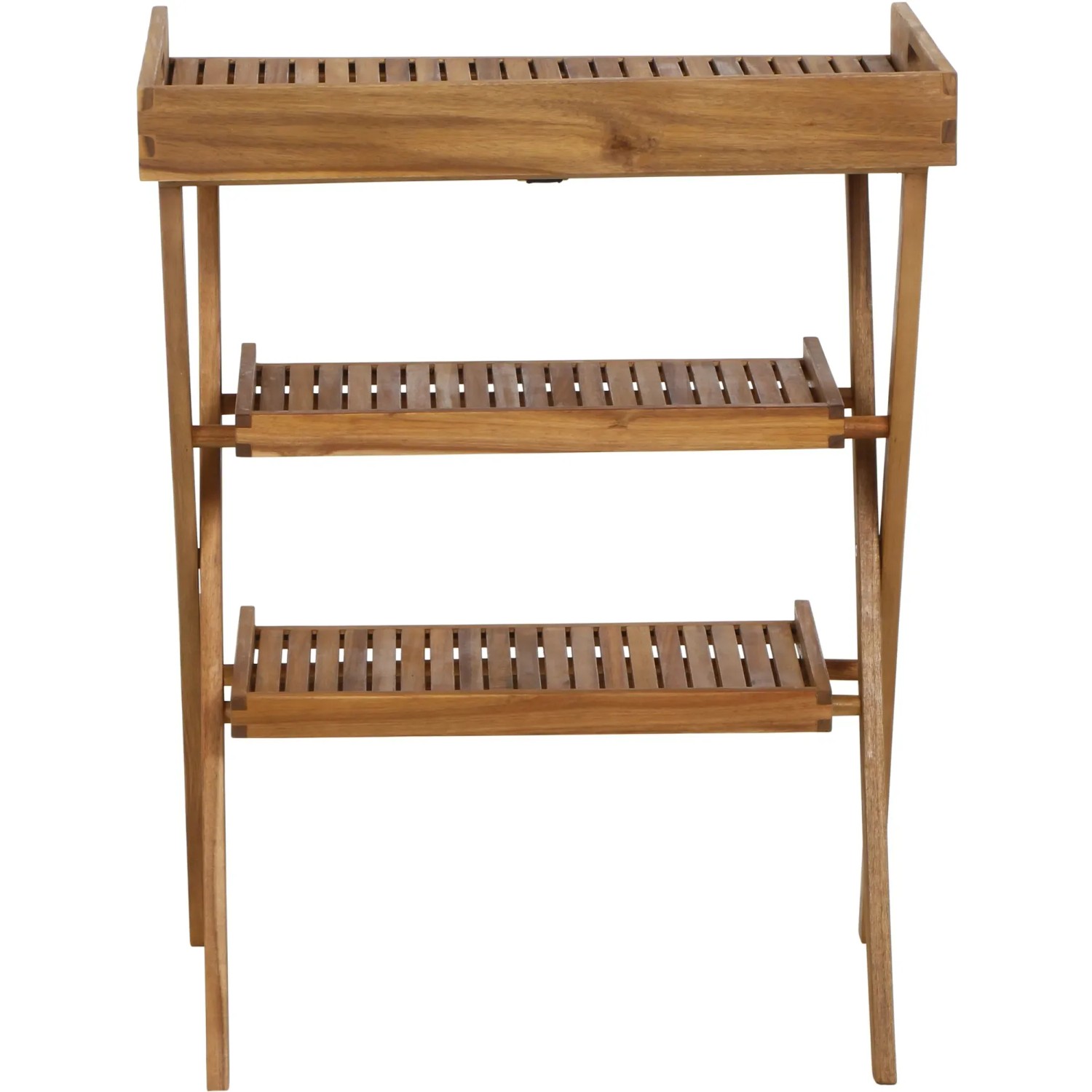 Siena Garden Klapptisch Caruna, rechteckig, Naturholz mit drei Ablageflächen.