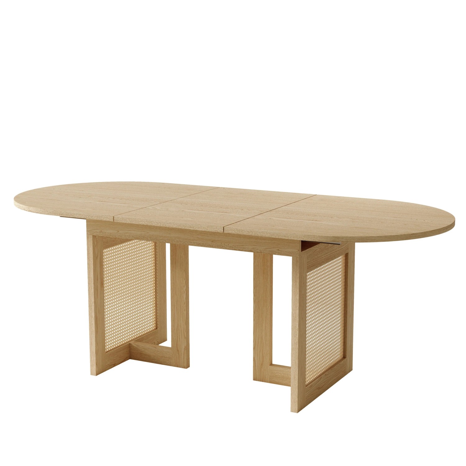 Merax Ausziehbarer Esstisch 150 200 cm Rattanbeine Eiche 6 Bis 8 Personen
