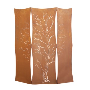 Ferrum Art Design Raumteiler Rosto, 120x120cm, Stahlblech mit Weidedekor in Rostoptik für Garten & Balkon.