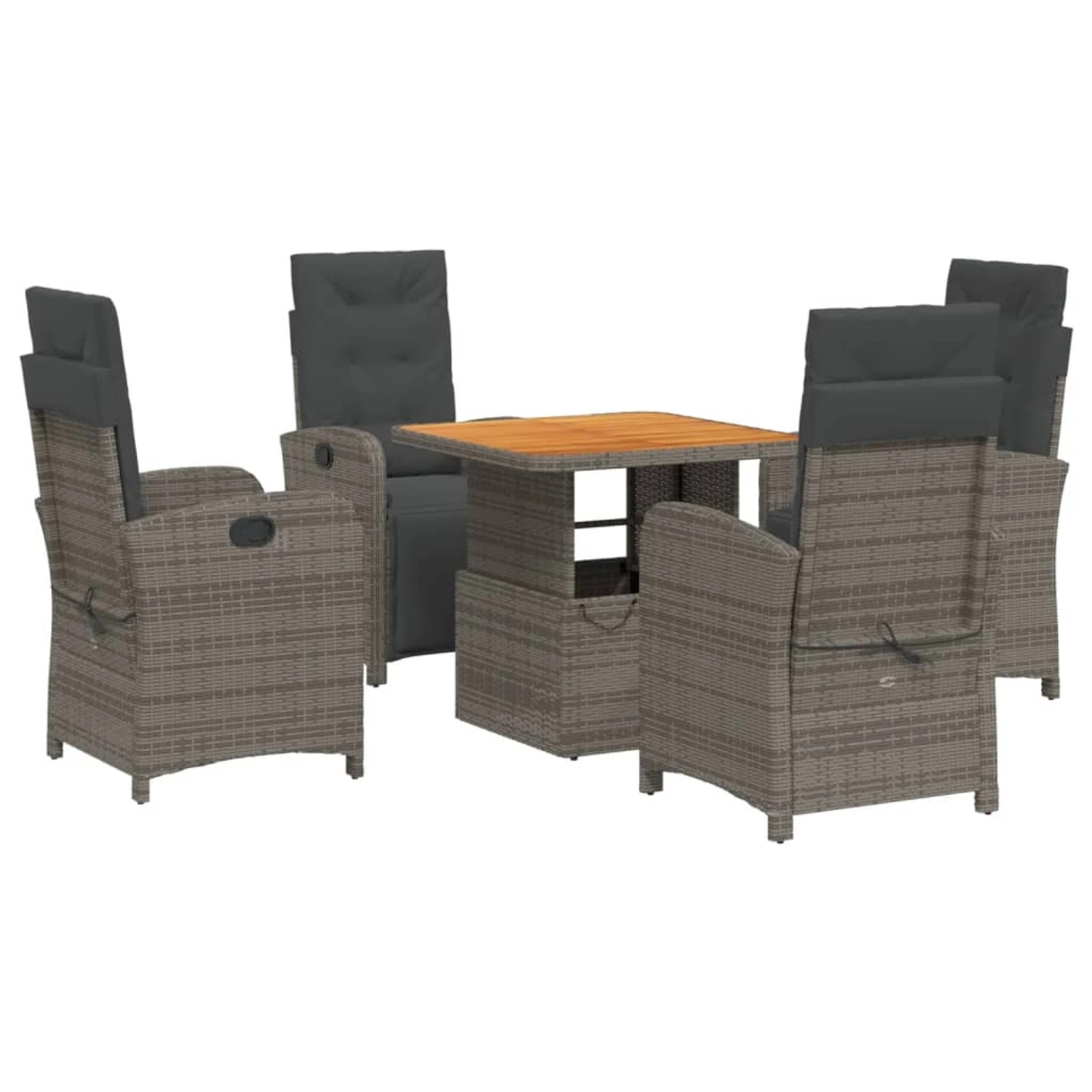 vidaXL 5-Tlg Garten-Essgruppe mit Kissen Grau Poly Rattan 3277400 günstig online kaufen