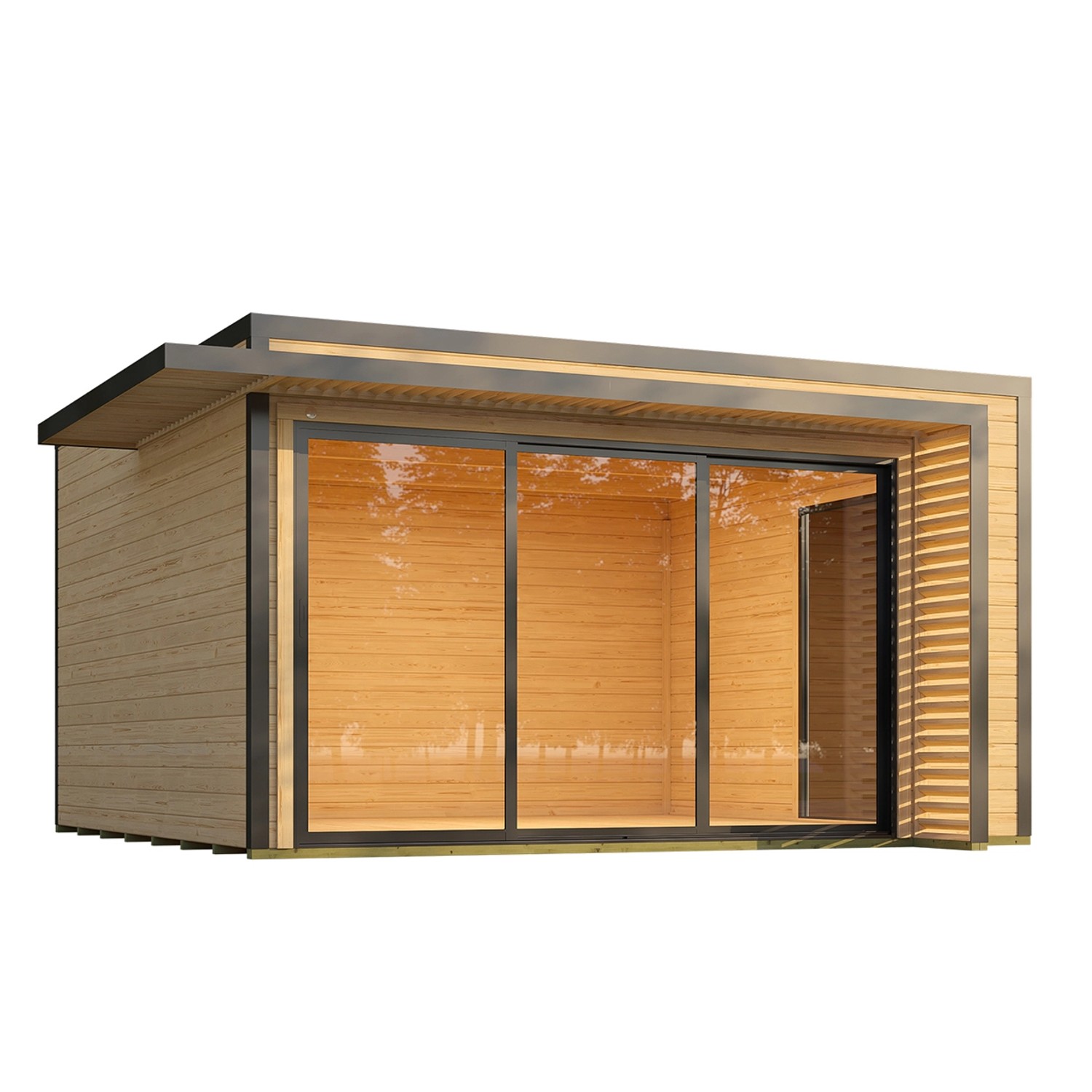 Weka Gartenhaus Amberley Schiebetür 2 Fenster Naturbelassen 400 cm x 400 cm günstig online kaufen