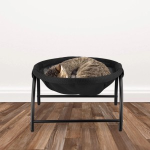 Relaxdays Katzenhängematte Stahl Schwarz mit Gestell 25 cm x 44 cm x 42 cm