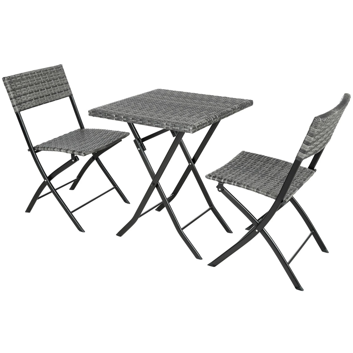 Tectake Rattanset Trevi Für 2 Personen Widerstandsfähig  45 x 54 50 x 81 cm Grau