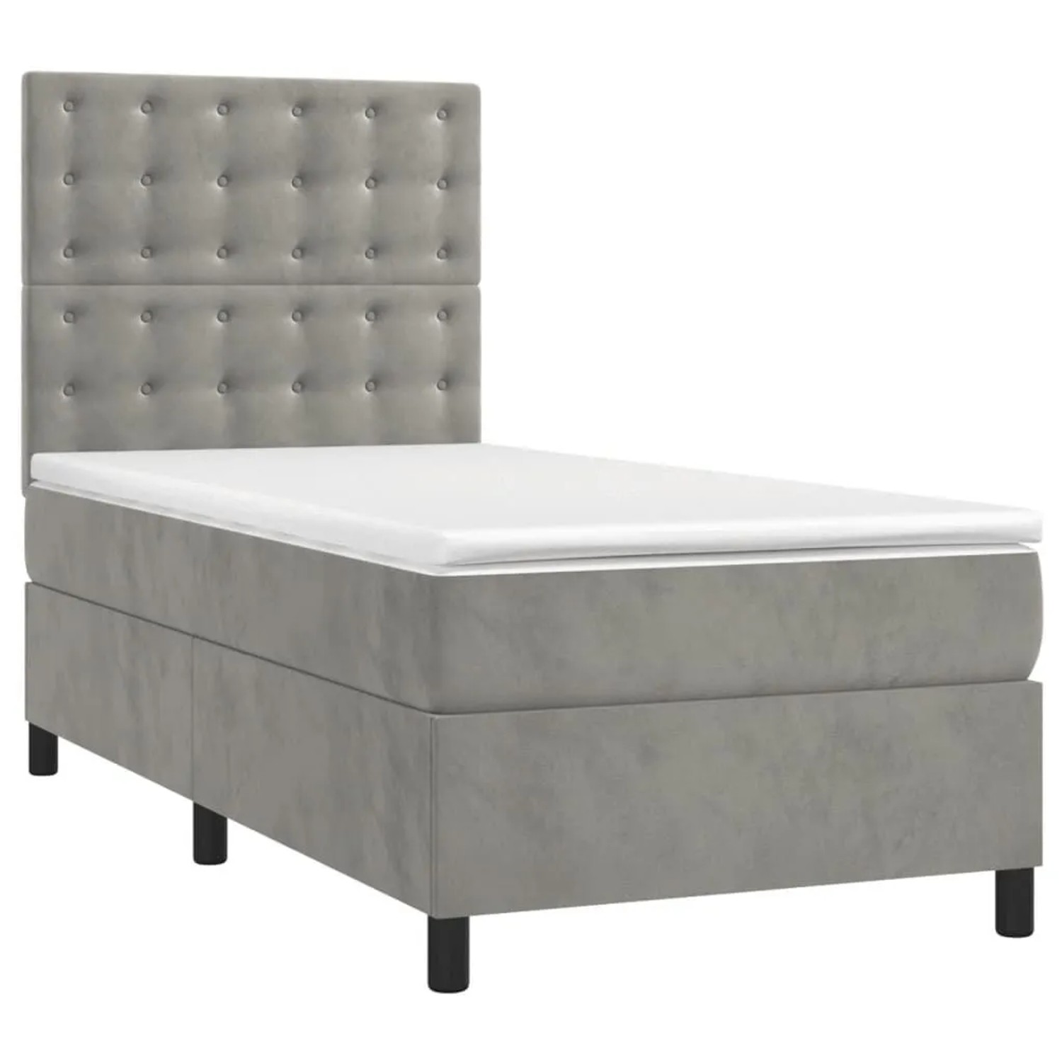 vidaXL Boxspringbett mit Matratze Hellgrau 90x200 cm Samt 3143241 günstig online kaufen