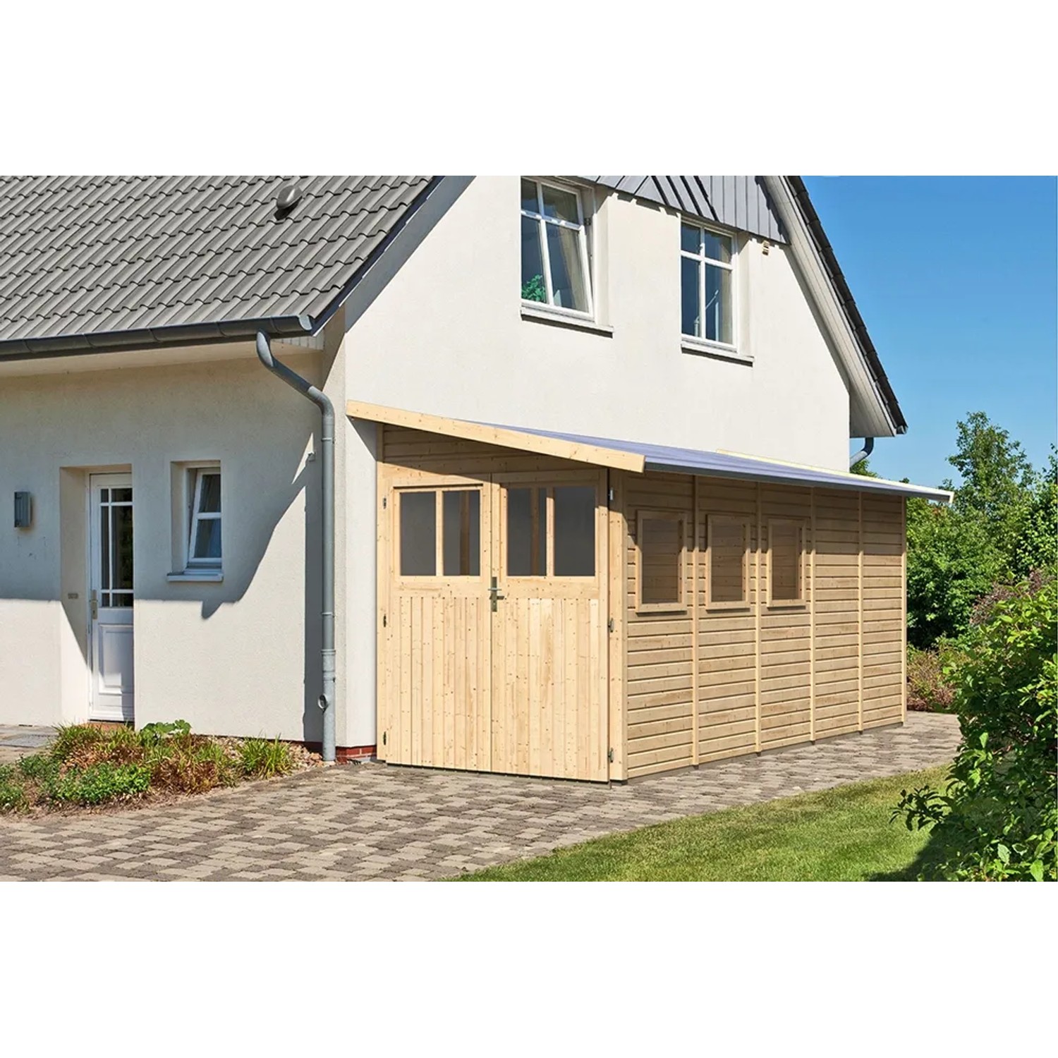 Karibu Holz-Gartenhaus Kristiansund 5 Natur 181 cm x 442 cm