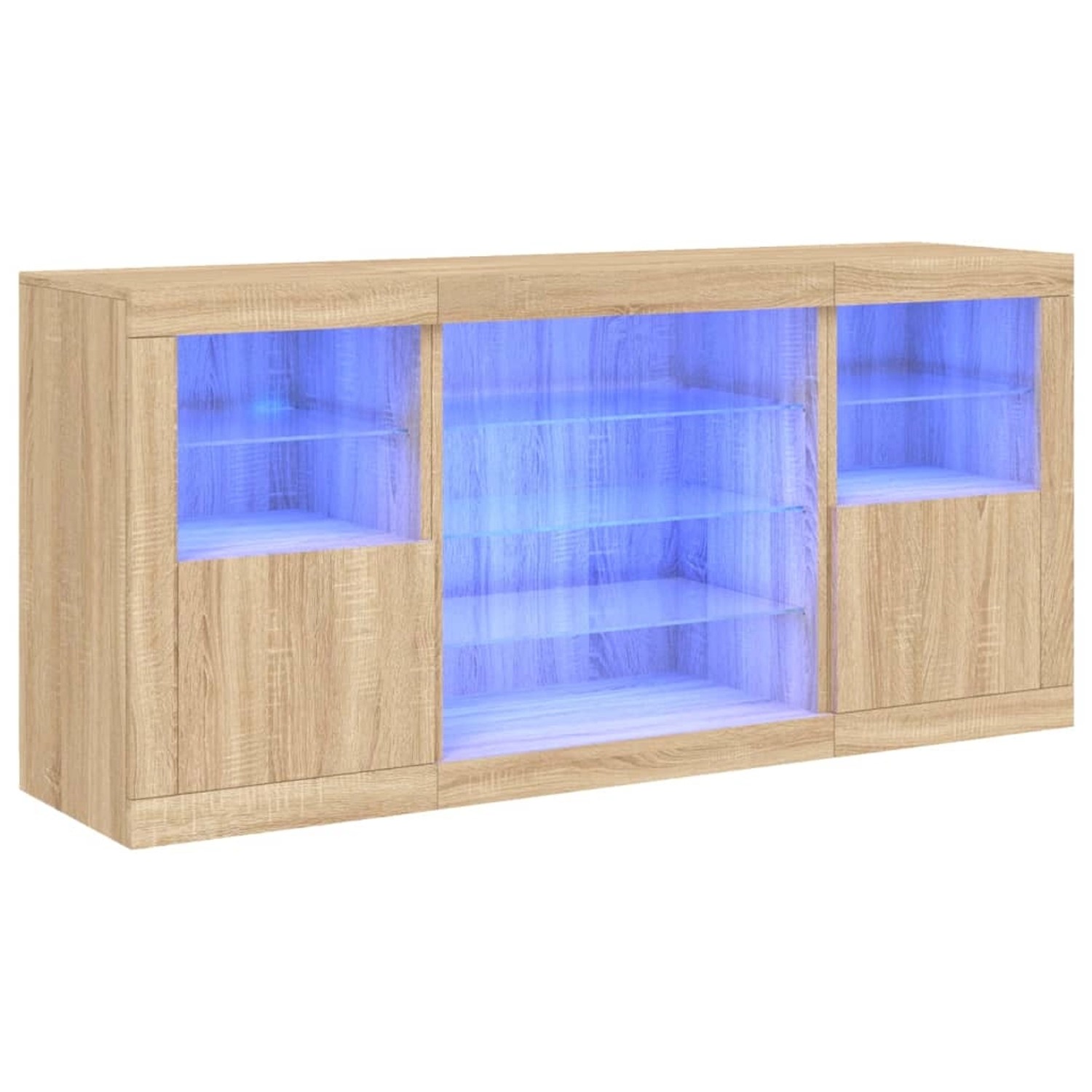 vidaXL Sideboard mit LED-Leuchten Sonoma-Eiche 142,5x37x67 cm 3209088 günstig online kaufen