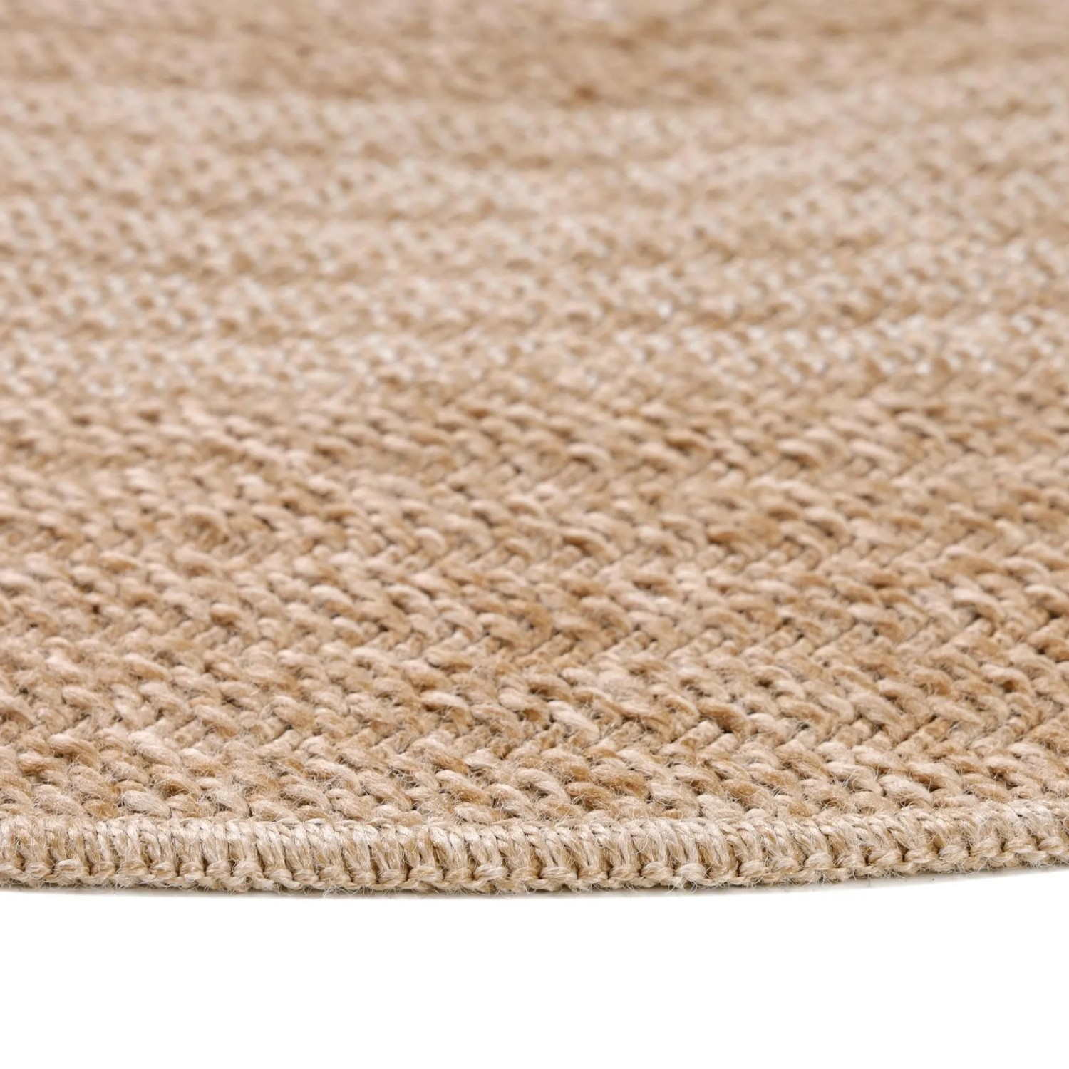 Detailansicht: Runder, beiger Outdoor-Teppich Comilla von Ayyildiz, 120x120 cm, Sisal-Optik.
