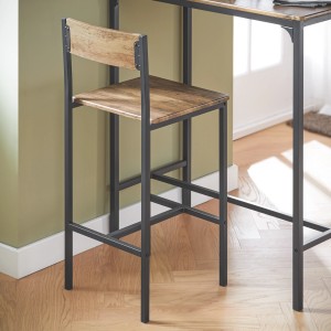 SoBuy Bartisch-Set OGT03-XL: Barhocker mit Holz-Sitzfläche und schwarzem Metallgestell.