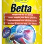 Tetra Betta Flockenfutter im gelben Behälter mit rotem Deckel, ideal für Kampffische.
