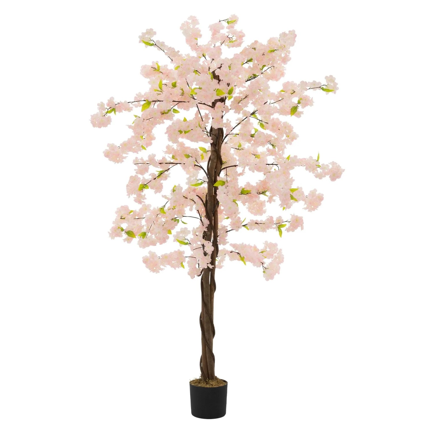 ML-Design Künstlicher Kirschblütenbaum 180 cm Rosa mit Naturholzstamm günstig online kaufen