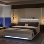 PXloue Polsterbett Doppelbett 140/200 mit LED USB Höhenverstellbares Kopfteil_10