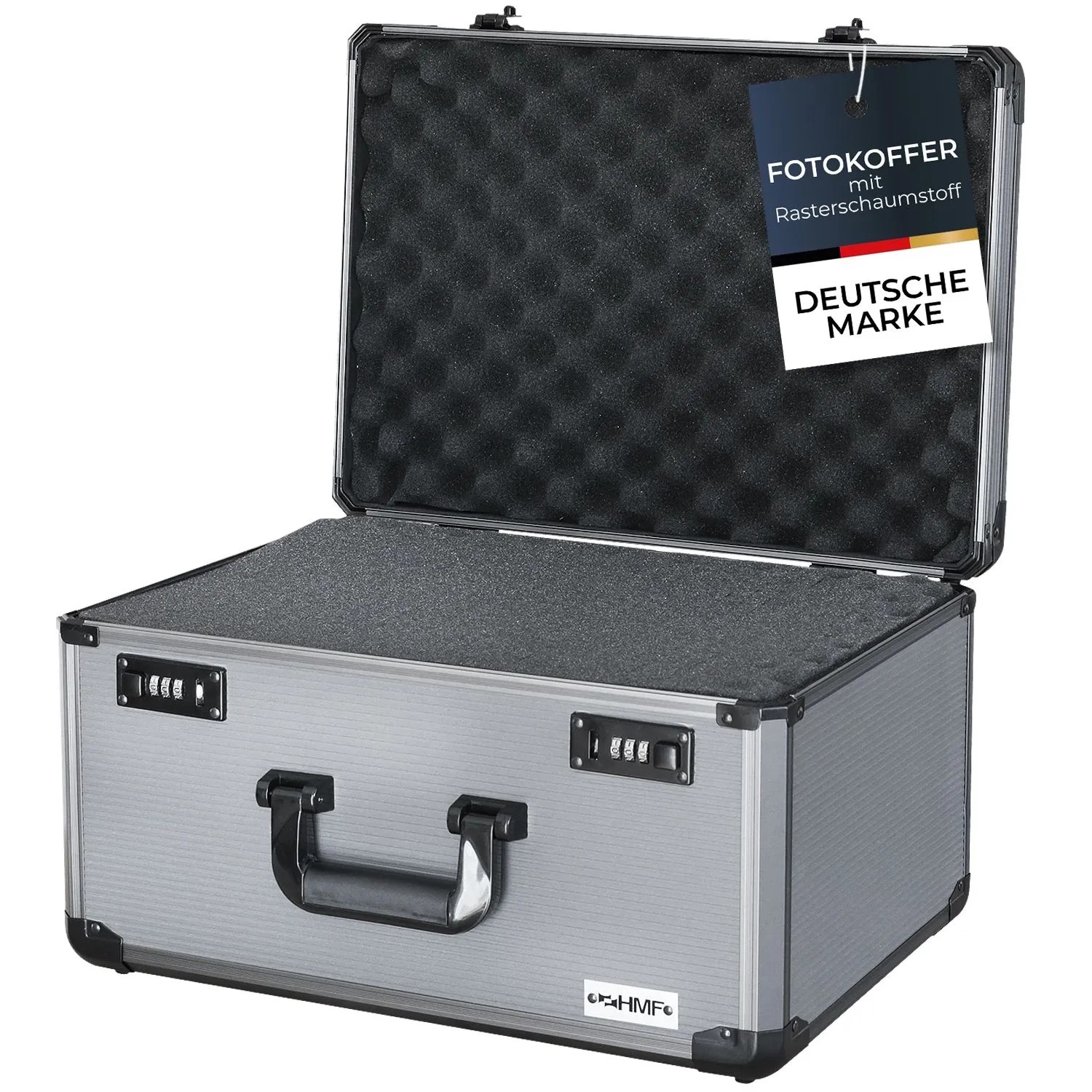 HMF 14412-02 Alu Fotokoffer Miniaturenkoffer Rasterschaumstoff 46 x 33 x 26 cm