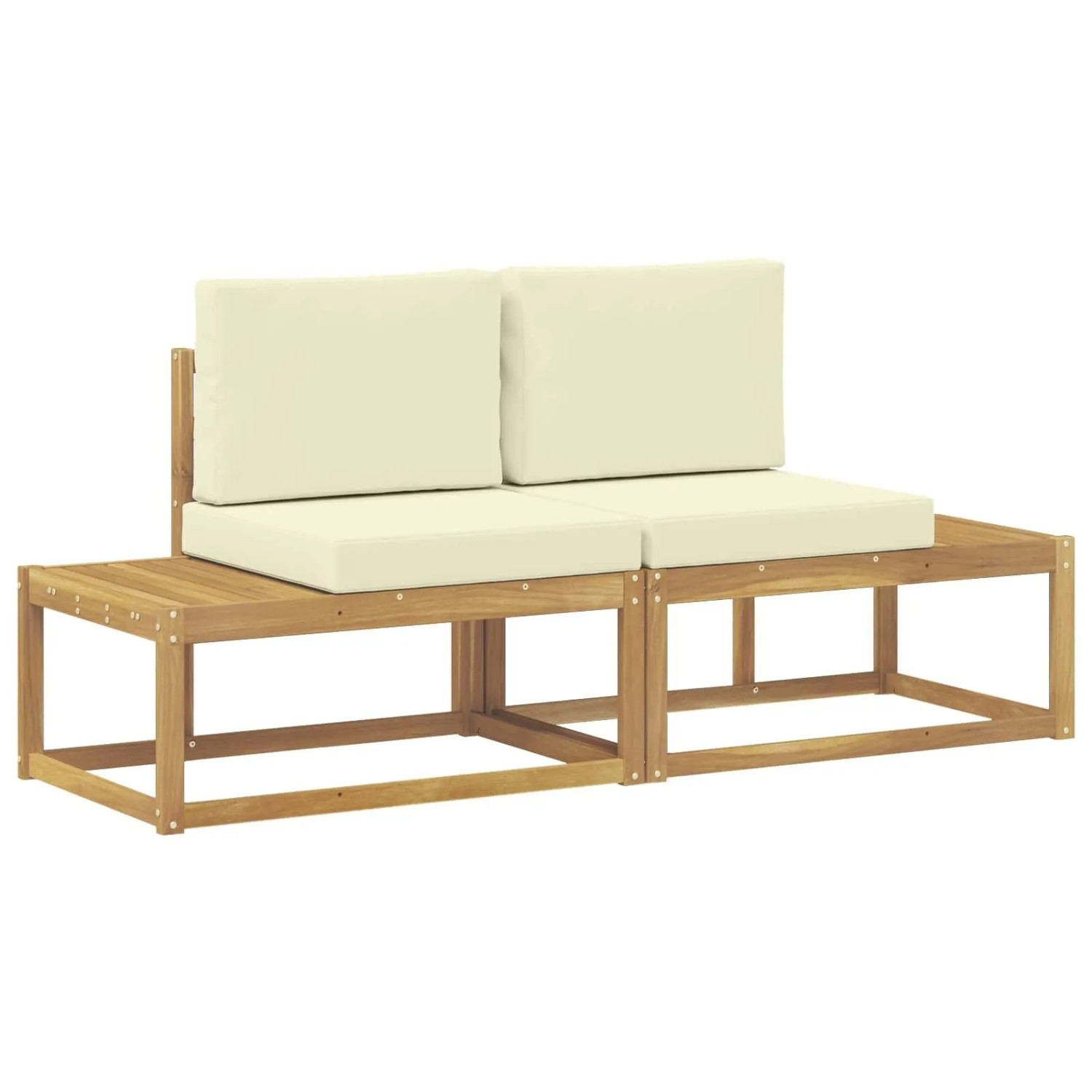 vidaXL Outdoor End Sofa mit Kissen 2 Stück Weiß Massivholz Akazie 901483