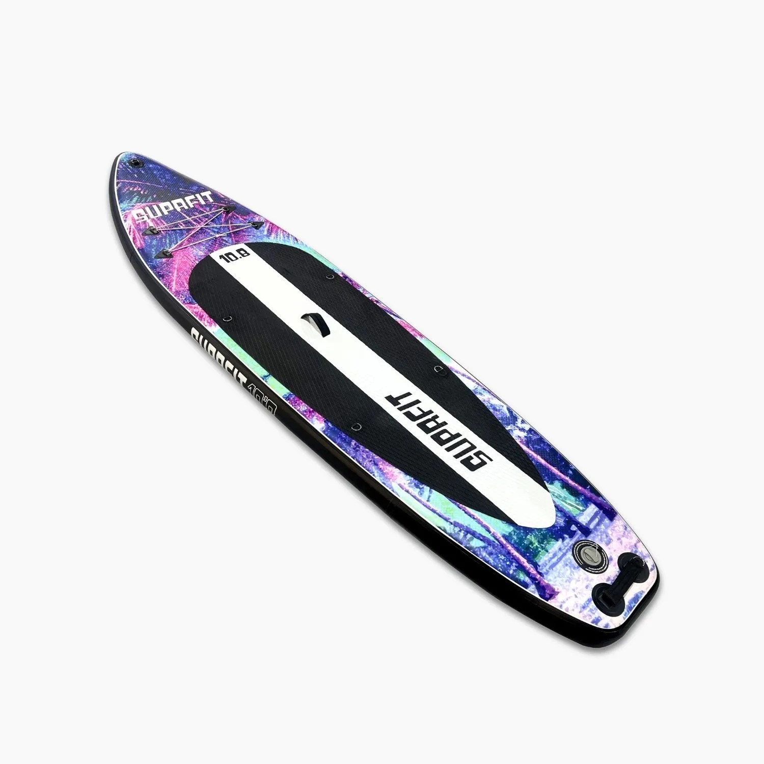 Suprfit SUP Board Sunset Vice, aufblasbar, mit lebhaftem tropischem Design in Blau, Pink, Türkis. Für Wassersport.