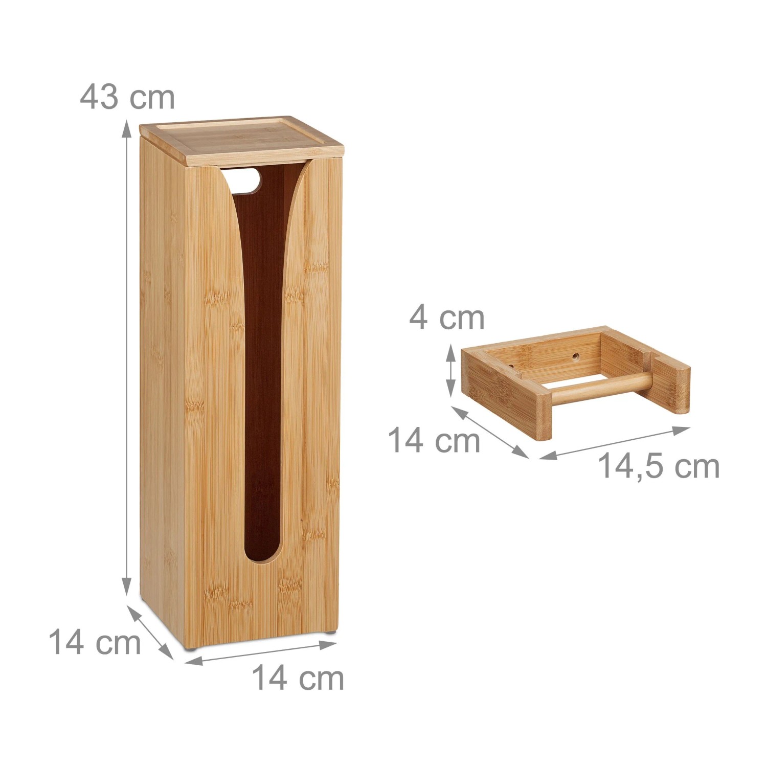 Relaxdays Toilettenpapierhalter Set Bambus Natur 2-teilig 43 cm x 14 cm x 14 cm 1,35 kg_4