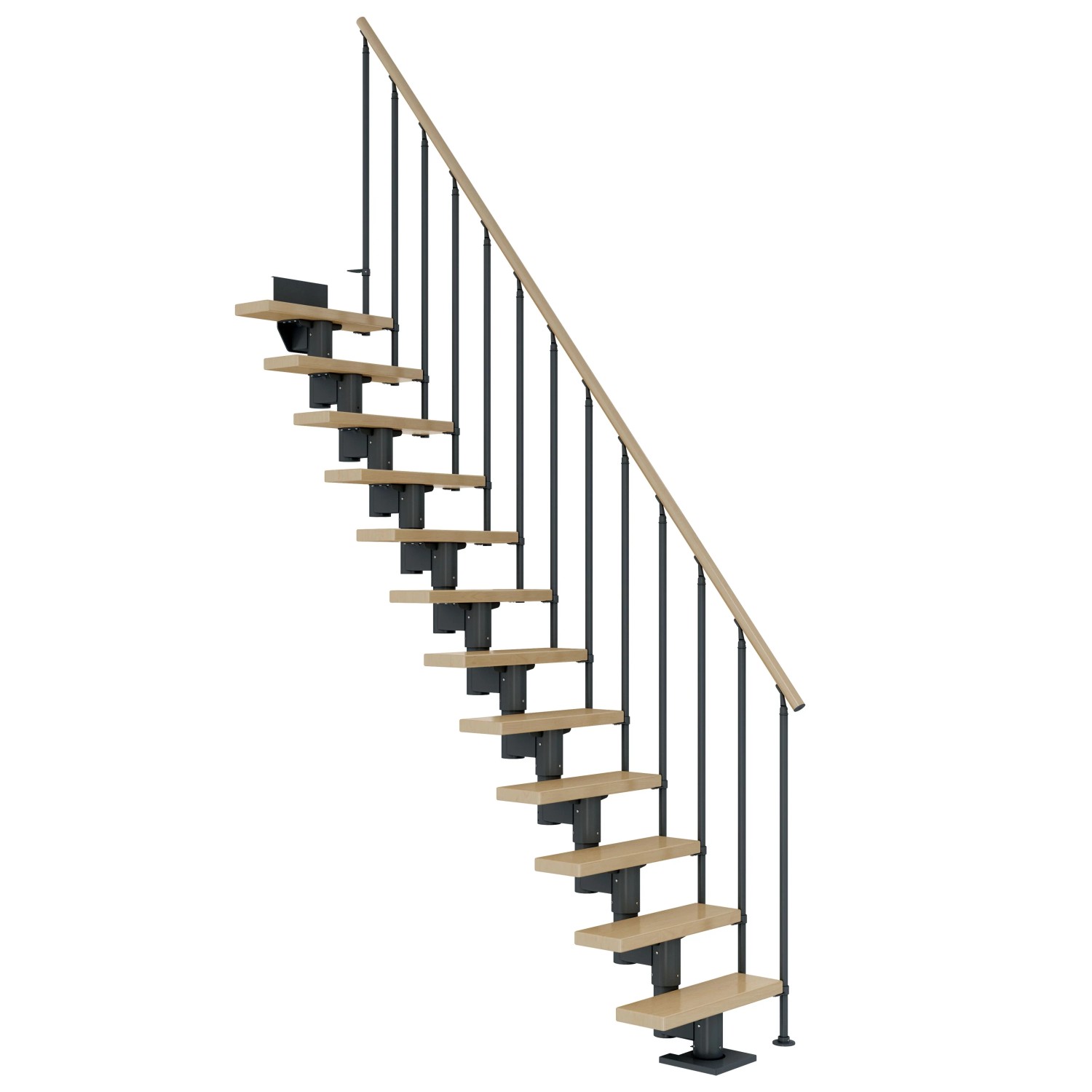 Dolle Mittelholmtreppe Dublin Ahorn Anthrazit GH bis 292 cm Gerade 65 cm günstig online kaufen