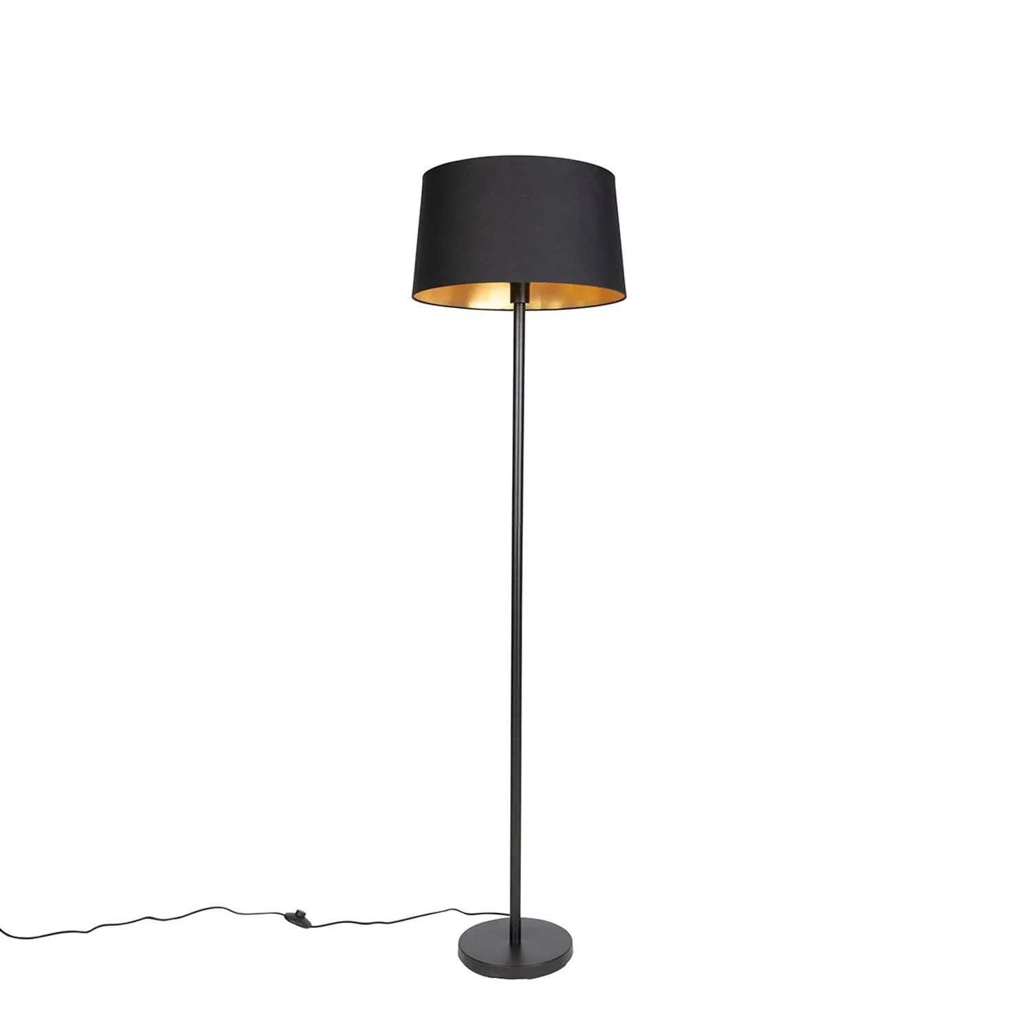 QAZQA Smarte Stehleuchte Schwarz mit Schwarzem Schirm 45 cm inkl  WLAN A60 Simplo