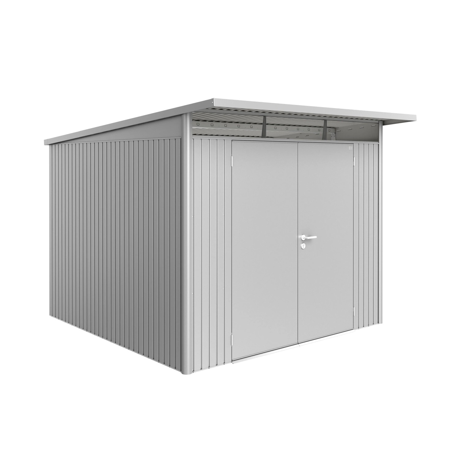 Biohort Metall-Gerätehaus AvantGarde Gr. A7, silber-metallic, mit Doppeltür.