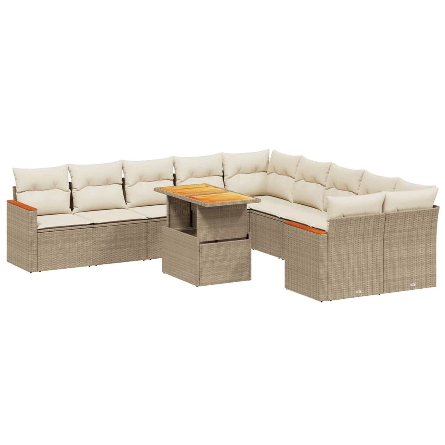 vidaXL 11-tlg Garten-Sofagarnitur mit Kissen Beige Poly Rattan Modell 175 günstig online kaufen