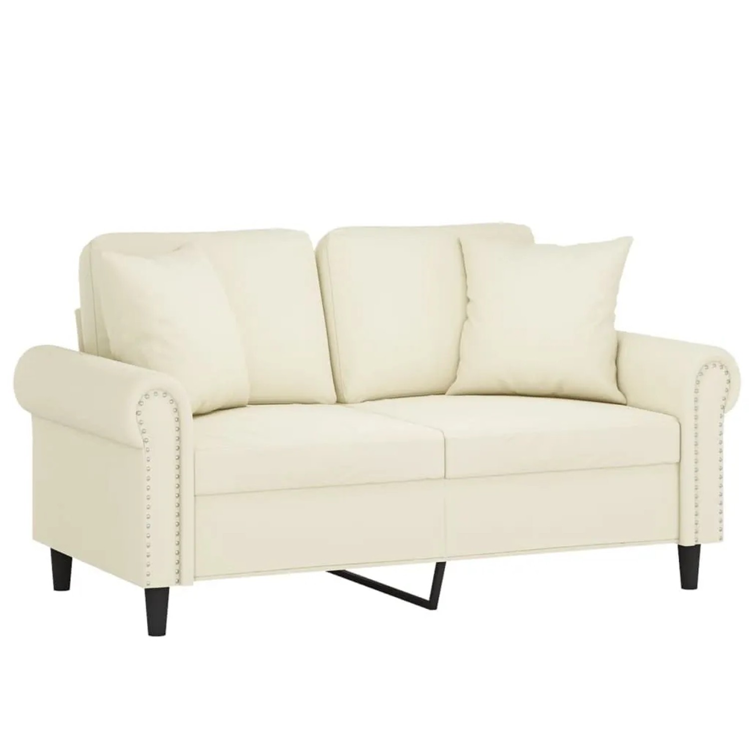 vidaXL 2-Sitzer-Sofa mit Zierkissen Creme 120 cm Samt 3200943 günstig online kaufen