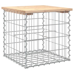 VidaXL Gartenbank aus Gabionen mit Sitzfläche aus Kiefernholz, 43x44x42 cm.