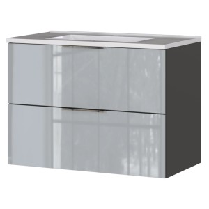 Germania Waschtischunterschrank mit Becken, Graphit/Grau, 81 cm breit.