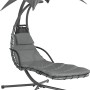 Schwingliege Palmdale mit Sonnendach aus Textilen in Anthrazit. Bequeme Gartenliege mit Stahlgestell.