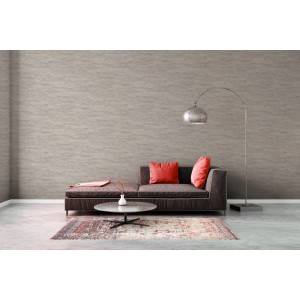 Wohnraum mit A.S. Création Tapete Stein-Optik in Creme-Beige und Weiß.