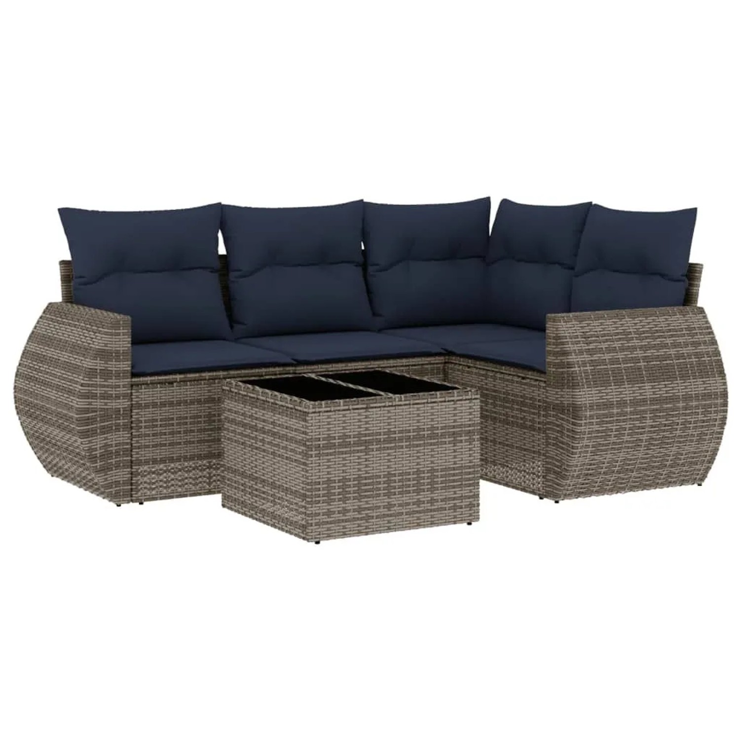 vidaXL 5-Tlg Gartensofa-Set mit Kissen Grau Polyrattan 3221320 günstig online kaufen