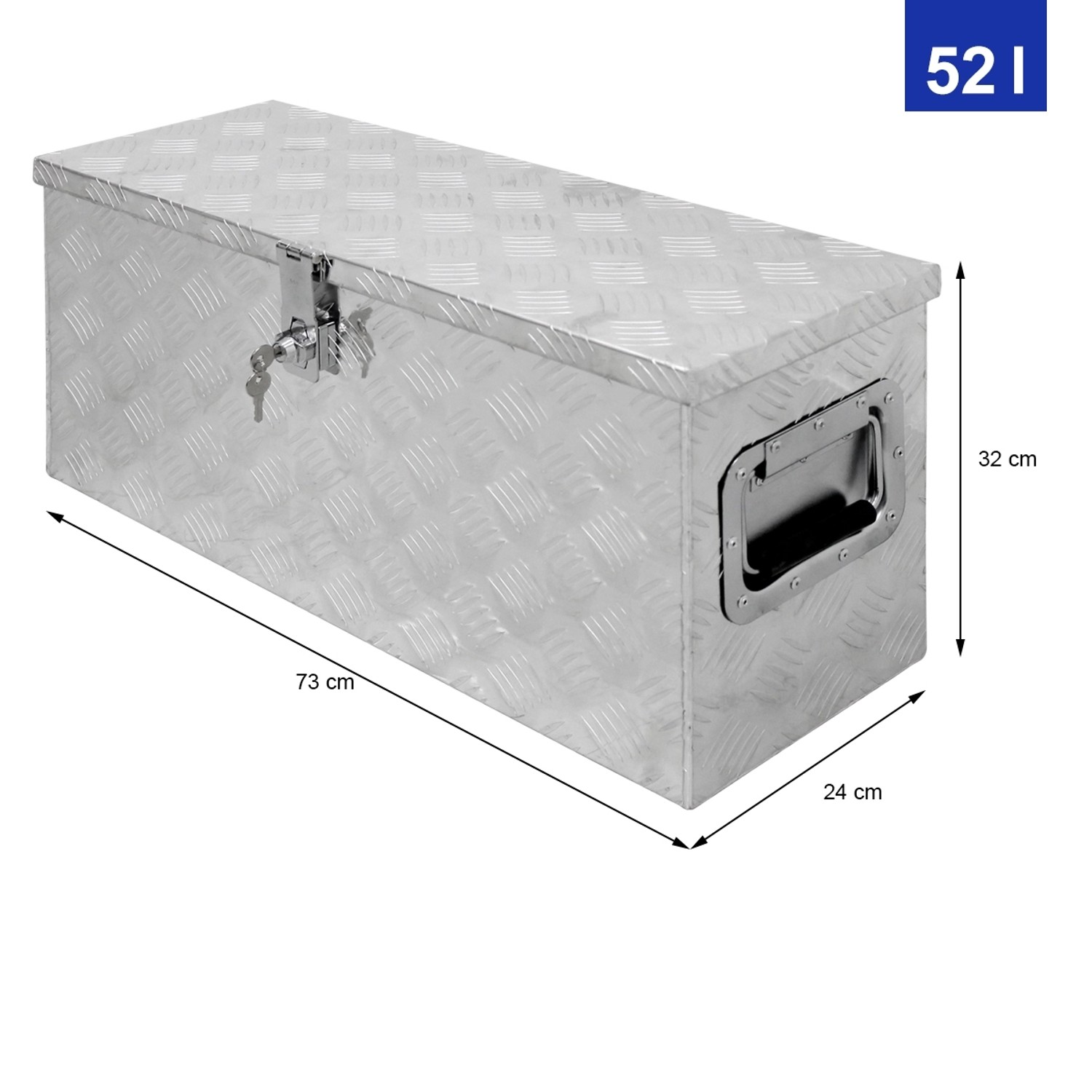 ECD Germany Alu Werkzeugkasten (73x24x32cm) mit Riffelblech, abschließbar mit Schlüssel.